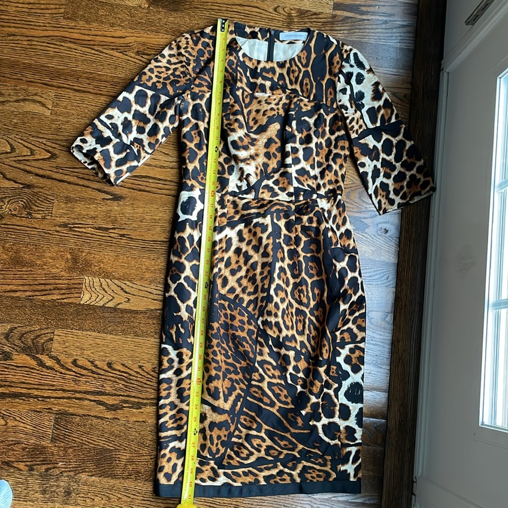 Yves Saint Laurent Leopard-Print Midi Dress in Brown Black Cream - Picture 7 of 7